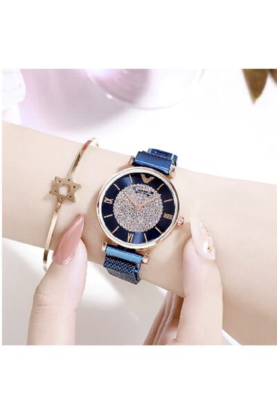 renkli çiçekler Kadın Saat Lüks Manyetik Kuvars Saat Kadın Kol Saati