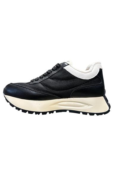 Lufian Genuine Leather Lace-Up Women's Casual Sneaker Black