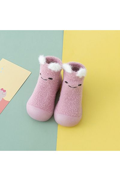 Superbaby Mocasini roz cu talpa antiderapanta - Happy face