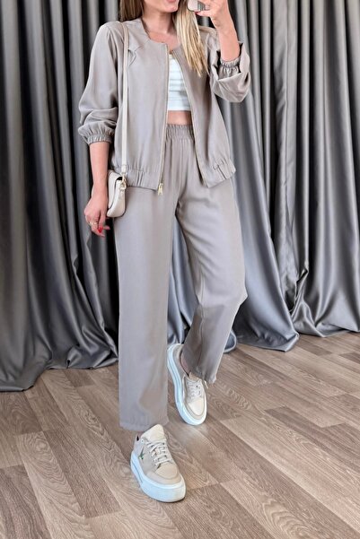 Suziş طقم بنطلون نسائي بسحاب وخصر مطاطي 257132