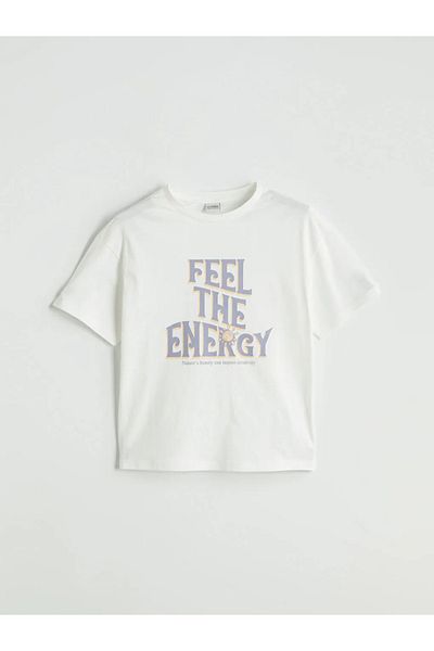 LC Waikiki Lcw Kids Ecru Crew Neck Girls T-Shirt & Leggings