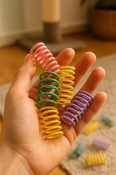 Busstier Mixed Color Spiral Spring Cat Toy Set of 10 - Flexible, Durable, Fun