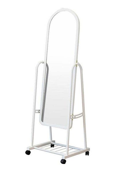 TOSCANA U Standing Mirror with Adjustable Holder and Wheels 153x40 cm White