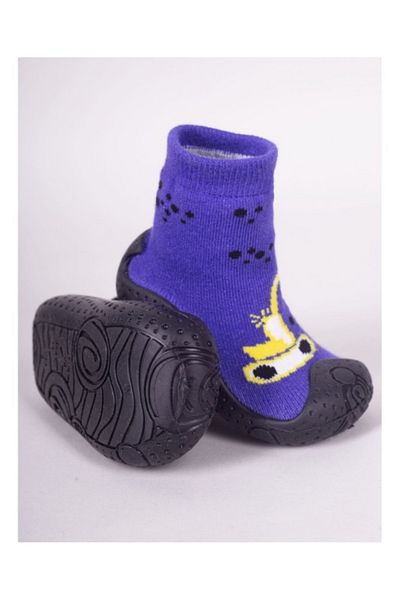 Superbaby Mocasini pentru copii cu talpă antiderapantă – Model excavator galben