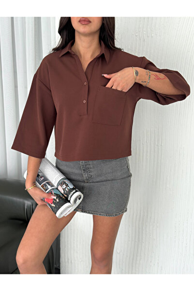 sportiness Πουκάμισο από ύφασμα με λεπτομέρεια στον χεριού, με τριώντα τέταρτα μανίκια