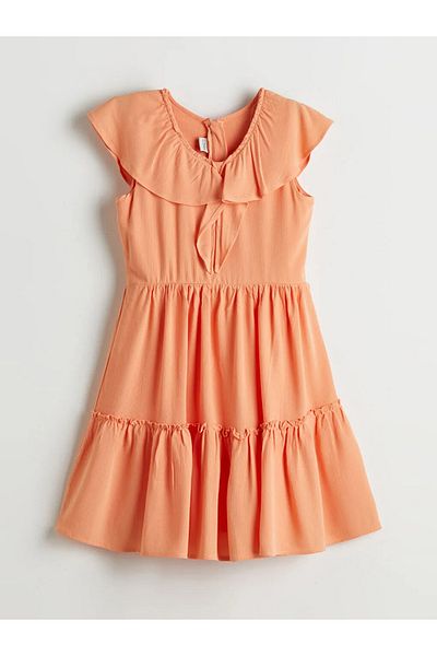 LC Waikiki Κοριτσίστικο φόρεμα LCW Kids Coral με λαιμόκοψη V