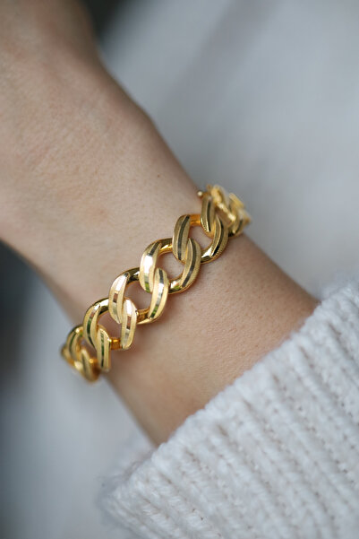 Yenigün Kuyumculuk 14 Ayar Altın Kalın Cimarlı Kalemli Gurmet Kelepçe