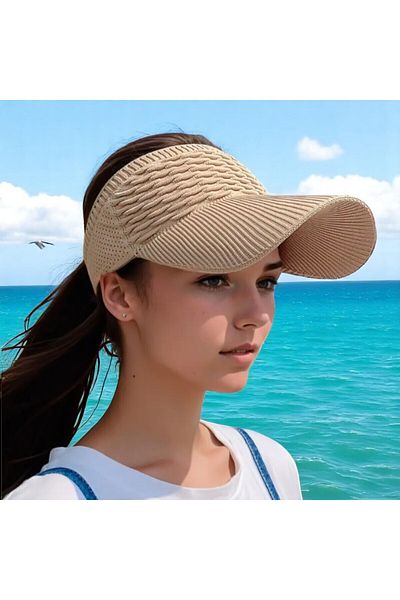 SOSYETEZGAHI Water Wave Sun Hat Elastic Knitted Hat,Breathable Women's Long Edge Sunshade Hat Sports Sapka