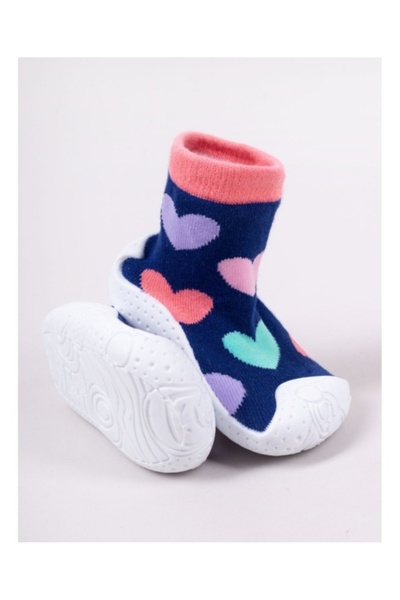 Superbaby Children's moccasins with non-slip soles - Colorful hearts pattern