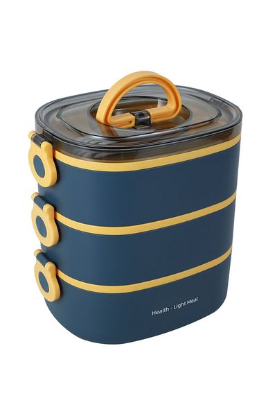 Choice 2000ml 3 Blue 2000ML Lunch Box Portable 3 Layer Children Student Bento Box Leakproof Microwavable Fo