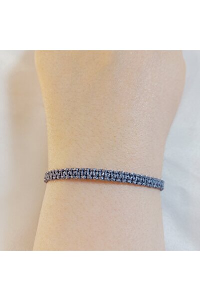 Crystal Atelier Knitted Gray Macrame Rope Surfer Bracelet - Waterproof, Adjustable Unisex Handmade Bracelet