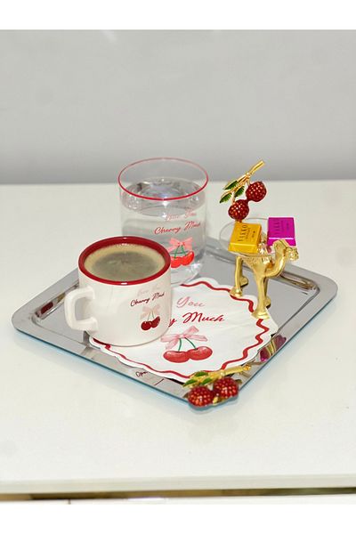 USD HOME 6 Pieces Coffee Side Turkish Delight Bowl Sugar Bowl Cherry Camel