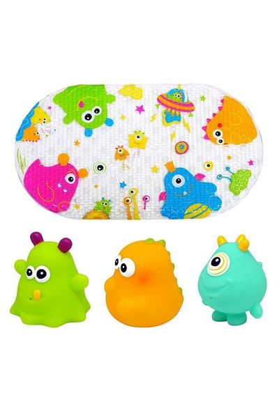 Knorrtoys Bath Mat Set And 3 Toys "happy Little Monsters" Escabbo 37025