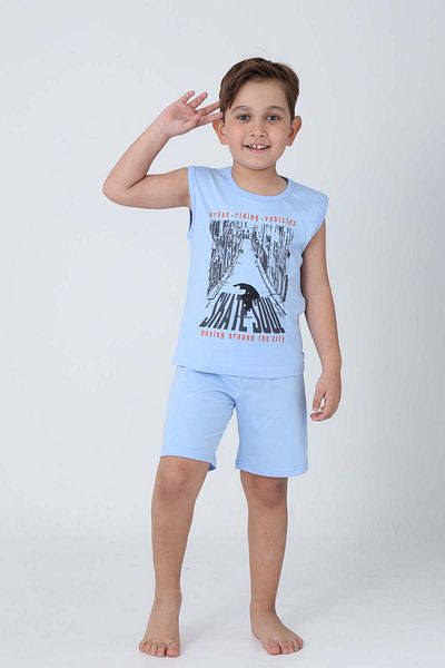 GRI MOR TEKSTIL Boy's Cotton Zero Sleeve Shorts Suit