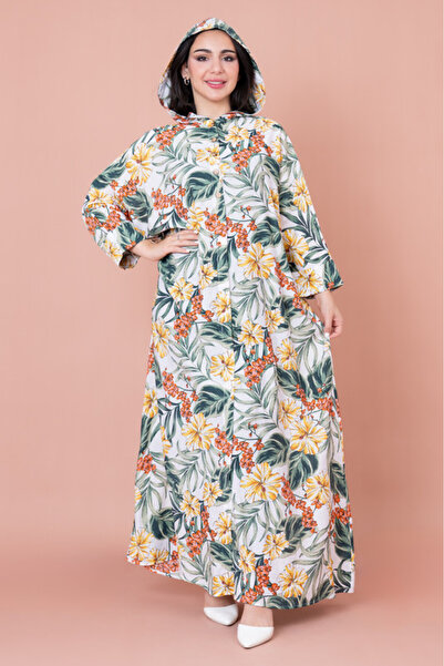 IKKXA جلابية بقلنسوة بطبعة زهور