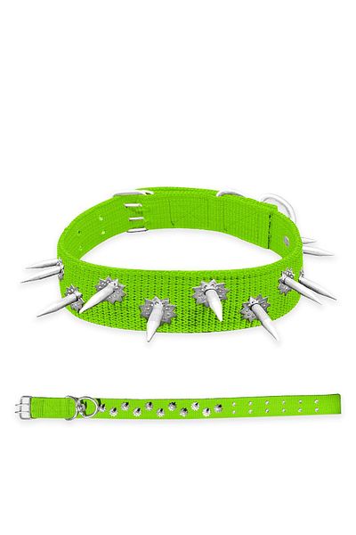 SAVEX Woven Stud Dog Collar - 4*70 cm - Green
