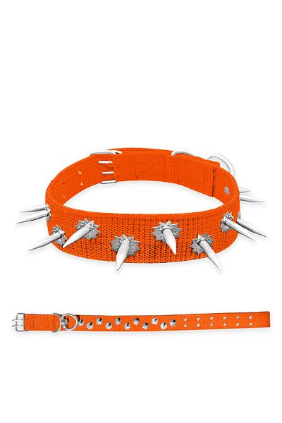 SAVEX Woven Stud Dog Collar - 4*70 cm - Orange