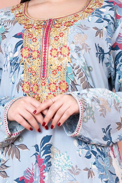 IKKXA Floral Embroided Modern Jalabiya