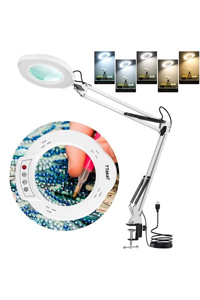 SHIPMENT 8X Multifunctional Tabletop Foldable Led Lighted Magnifying Glass Maintenance Beauty Repair Reading Lamp