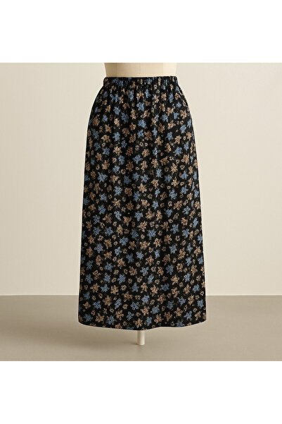 nacar çarşı Kadın Anne Desenli Rahat Kalıp Lastikli Bel Basma Etek – Günlük & Özel Gün Kullanımı