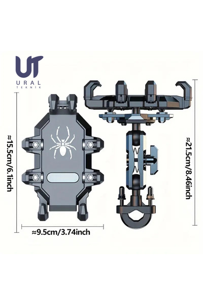 UralTeknik Tarantula Vibration Dampener Sturdy Motorcycle Bike Scooter Phone Holder Mirror / Handlebar