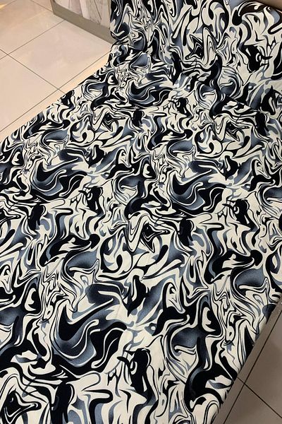Evimmis Patterned Cotton Viscose Fabric Dress Skirt Baggy Fabric Suitable for Sewing Width: 150 cm