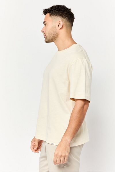 WRANGLER Men Crew Neck Short Sleeve Plain T-shirt, Beige