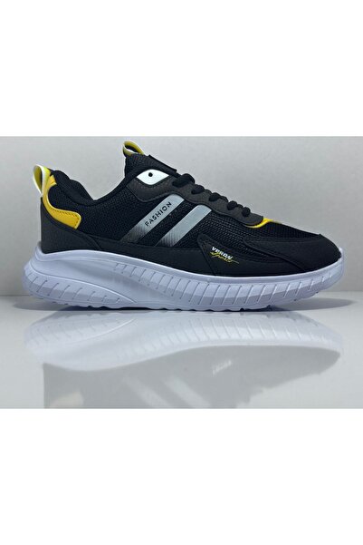 Veron 015 Black-Yellow Daily Lace-Up Children's Sports Shoes