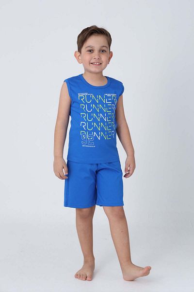 GRI MOR TEKSTIL Boy's Cotton Zero Sleeve Shorts Suit