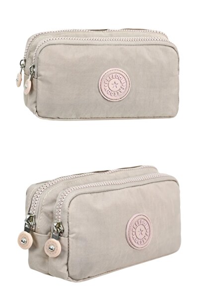 Alfa MEC Krinkıl Kumaş Çift Bölmeli Gözlü Kalemlik Kalem Kutusu