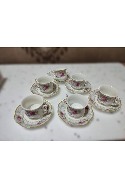 CV Home Porselen Fincan takımı 6 Kişilik - Çiçek Desenli,12 Parça