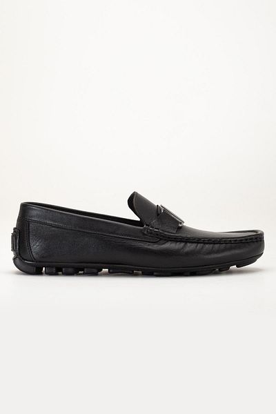 Dilimler Ayakkabı Genuine Leather Men's Casual Loafer Shoes with Black Metal Buckle