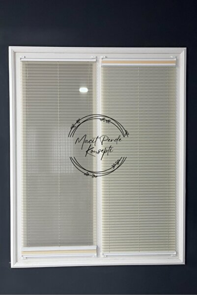 Macit Design Gece Gündüz Katlanabilir Krem Çiftli Plise Perde, Cam Balkon Per...