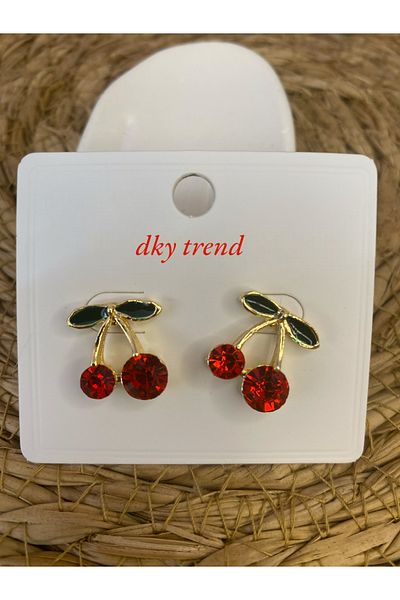DKY Stylish Small Size Women's Earrings with Cherry Figure