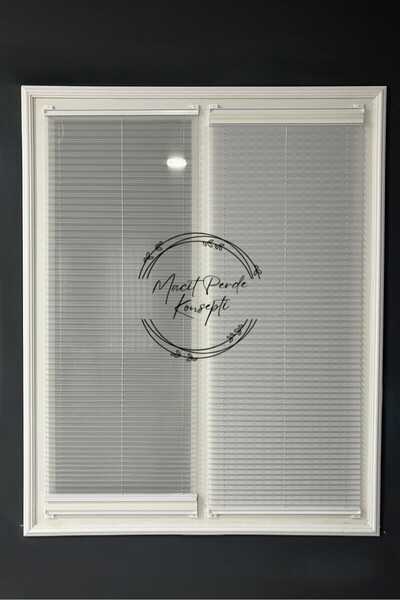 Macit Design Gece Gündüz Katlanabilir Beyaz Çiftli Plise Perde, Cam Balkon Perdeleri, PVC Pencere Perdeleri