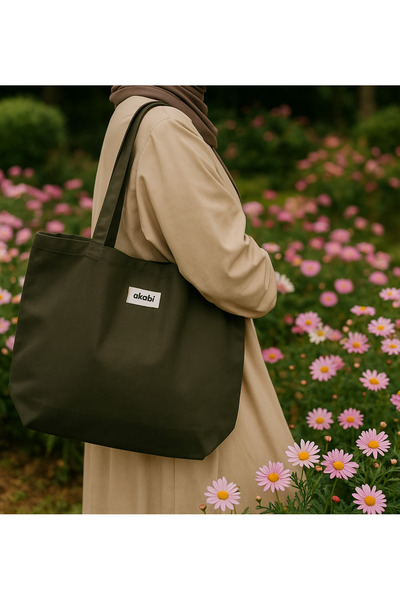 Akabi 100% Cotton Magnet Snap Keychain Gift Canvas Tote Bag 34 X 45 cm