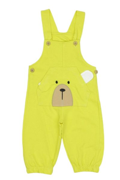 BEREKET BABY Girl's Denim Overalls with Plush Teddy Bear Pocket and Suspender – Comfortable and Fun Design