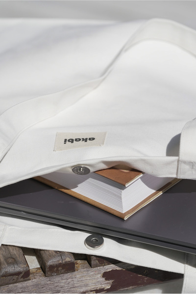 Akabi 100% Cotton Magnet Snap Keychain Gift Canvas Tote Bag 34 X 45 cm