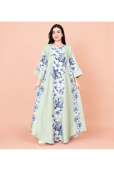IKKXA Floral Printed Long Gown Fustan