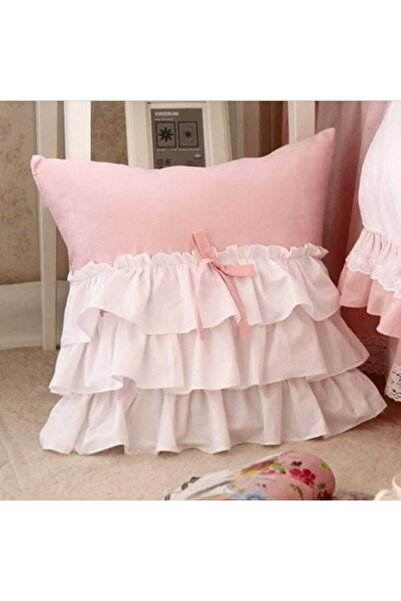 Hobizer Sevgililer Günü Pembe Beyaz Fırfırlı Dekoratif Yastık 40x40 Cm Bebek ...