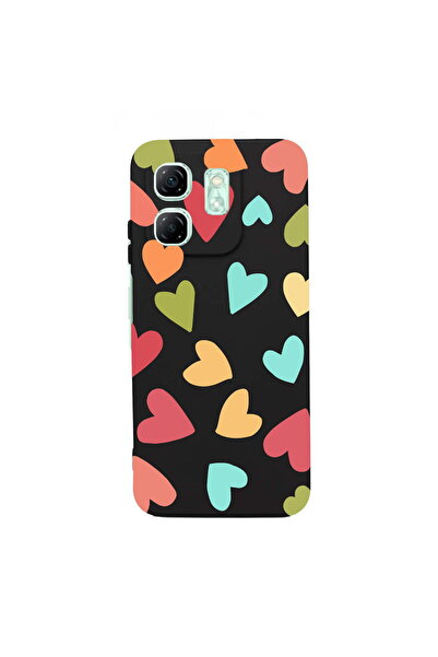 PrintiFy Infinix Hot 50i ile Uyumlu Tropikal Kalpler (0214b) Tasarımlı Siyah Lansman Kılıf