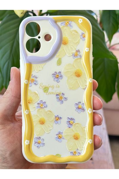 Fibaks جراب لهاتف Samsung Galaxy A06 بتصميم منقوش لحماية الكاميرا وغطاء سيليكون ملون على شكل زهرة الأقحوان