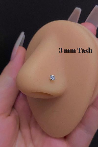 Blisse Piercing Spiral Curved Zircon Stone Steel Bar/6Mm Bar/ 0.8mm Thickness/Nose Piercing