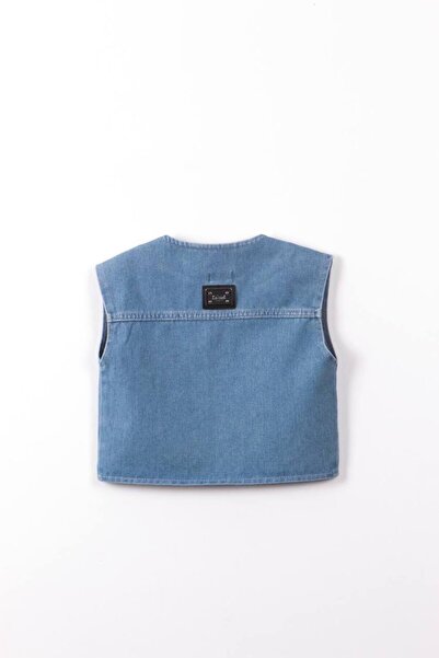 Karan Kids Unisex Denim Fabric Jeans Vest with Pocket Detail