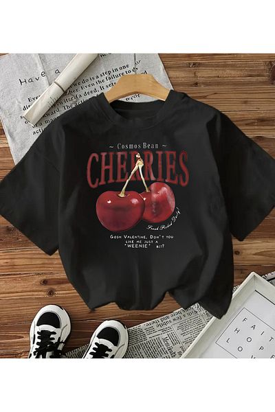 Touz Moda Cherrıes Printed Oversize T-Shirt