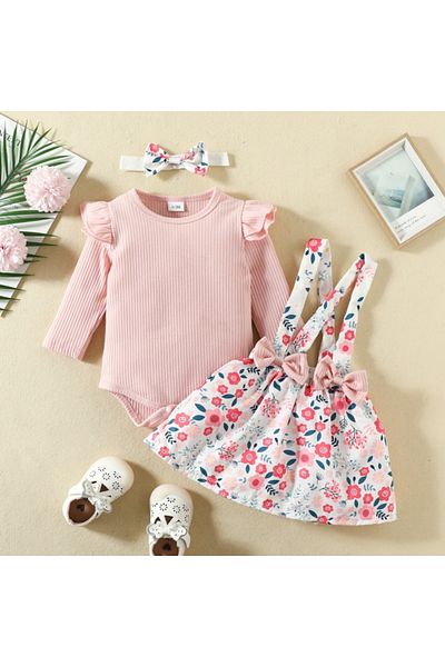 Superbaby Sarafan cu body roz pudra - Little flowers
