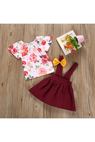 Superbaby Sarafan visiniu cu bluzita inflorata