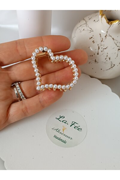 La fee aksesuar الذهب المرأة القلب مشبك اللؤلؤ التفاصيل مشبك الشعر المعدني مز...