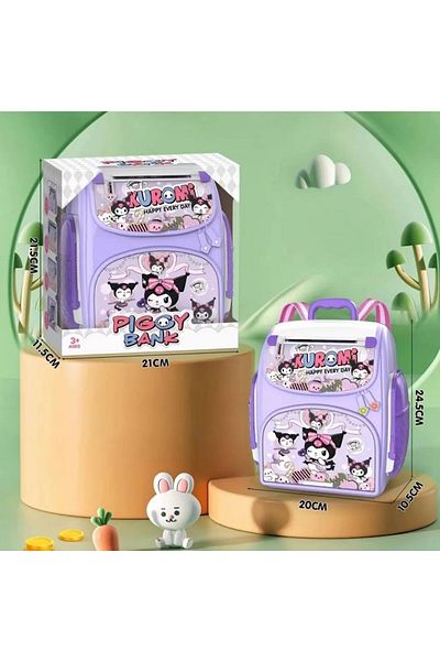 Hediye Vakti Kuromi Fingerprint Operated Encrypted Automatic Paper Money Atm Safe Piggy Bank