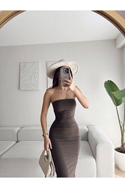 Zoom Butik Στράπλες φόρεμα με σκίσιμο στην πλάτη - ΚΑΦΕ